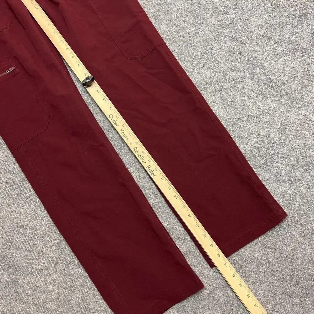 FIGS Technical Collection Pants Men Medium Red Cargo Elastic Waist Scrub Medical